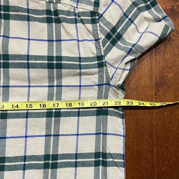 American Eagle Vintage Cream Green Plaid Flannel Button Front Shirt Men's Large - Picture 7 of 8